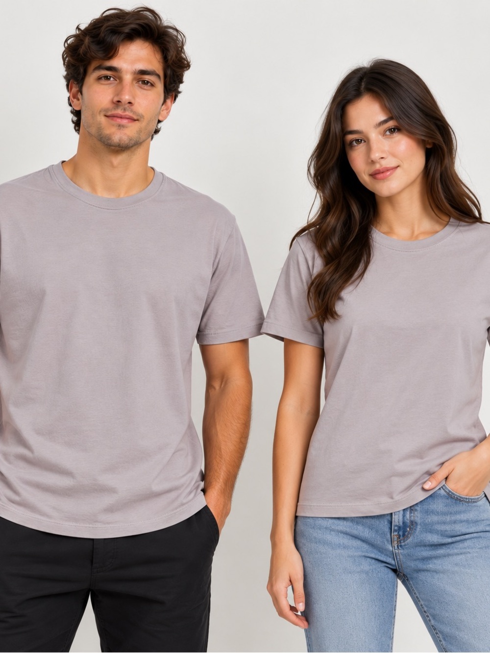 CUTS Clothing Curve-Hem Crew Neck T-Shirt Men’s Small Mauve Gray Short Sleeve
